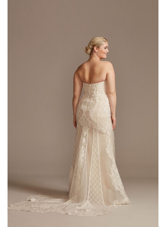 Scroll and Lace Mermaid Plus Size Wedding Dress  8CWG878