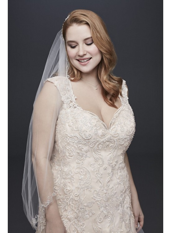 Tulle Cap Sleeve Plus Size Mermaid Wedding Dress  Collection 9WG3911