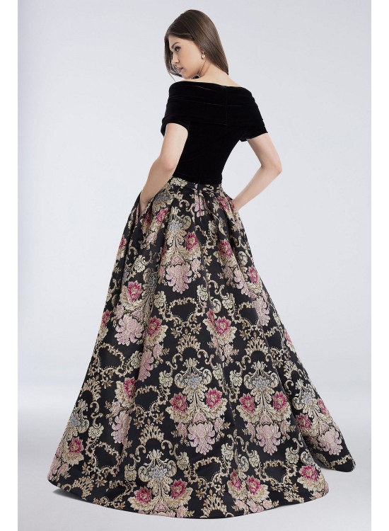 Velvet Off-the-Shoulder Tapestry Ball Gown Terani Couture 1821E7116